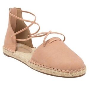 Eileen Fisher Womens Sandal Pink Leather Elastic Lace Up Espadrille Size 6